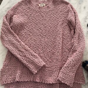 Listicle Mauve Textured Crew Neck Sweater